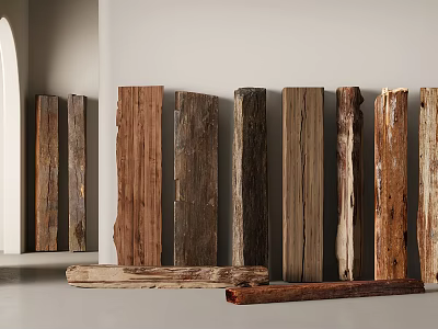 Natural Stone and Wood Planks Showcasing Diverse Textures and Hues 3d model