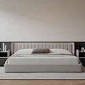 Modern Double Bed With Light Gray Upholstered Headboard And Bedside Tables 3d model