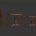 Wooden Dining Furniture Set With Round Table Chair And Small Stools