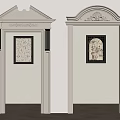 Interior White Decorative Door Frames With Carvings And Black White Framed Artworks