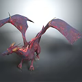 Mythical Winged Dragon With Red Purple Scales And Golden Accents In Fantasy Design