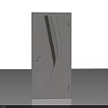Modern Interior Door With Glass Panel And Diagonal Striped Design On White Surface
