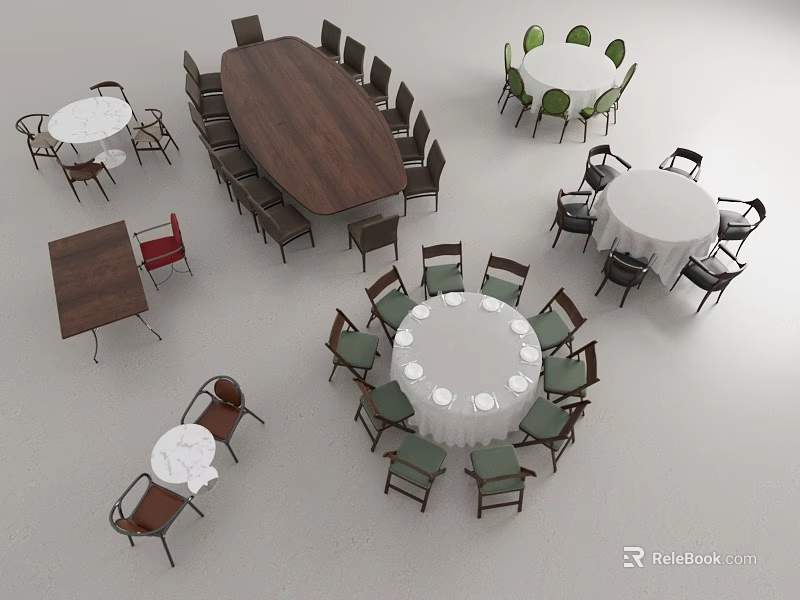 Stylish Dining Table Sets With Oval Round Tables And Matching Chairs 3d model