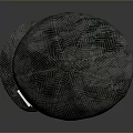 Dark Colored Herringbone Pattern Fabric Hat with Round Top Shape and Small Side Label 3d model
