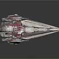 Futuristic Red And White Sci Fi Spaceship Model With Detailed Wings And Engines