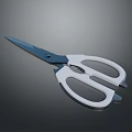 Modern Household Scissors With White Handle And Sharp Stainless Steel Blade 3d model