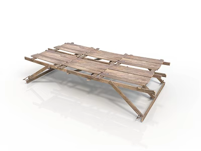 Sturdy Portable Foldable Wooden Table With Collapsible Legs And Natural Wooden Planks 3d model