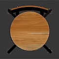 Modern Orange Wooden Swivel Bar Stool With Round Seat Backrest And Black Metal Frame