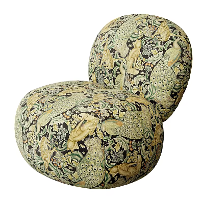 Vintage Artistic Single-Seat Sofa With Peacock Floral Patterns And Unique Design Details 3d model