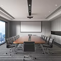 Conference Room Science and Technology Conference Room Conference Table and Chair Office Chair Projection Curtain Projector 3d model