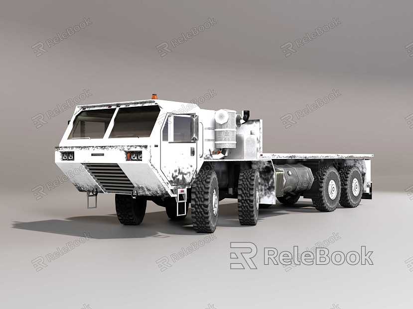 Flatbed Truck Military Trailer model