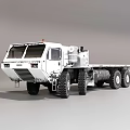 White Heavy Duty Multi Wheeled Truck With Large Tires And Flatbed Utility Design