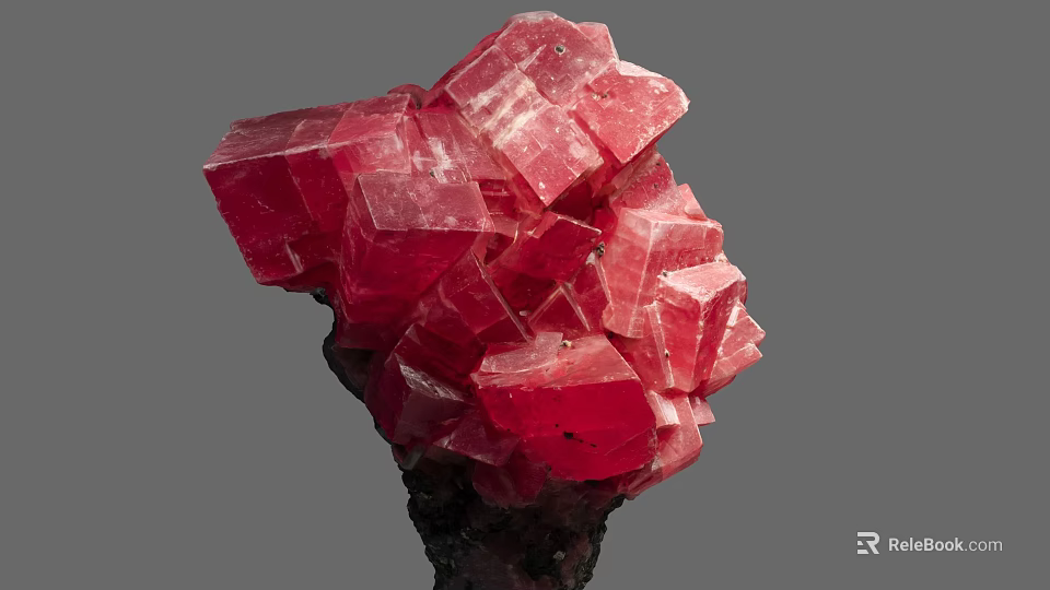 Red Crystal Gemstone Raw Material For Unique Jewelry With Geometric Shape 3d model 