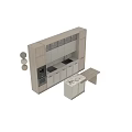 Modern Kitchen Cabinets With Marble Countertop Sink Coffee Machine And Oven