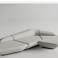 Modern Grey Sectional Sofa With Modular Design And Sleek Leather Upholstery 3d model