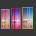 Three Modern Smartphones With Colorful Bright Screens And App Icons