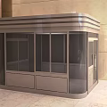 Modern Metal Security Booth With Glass Windows And Front Door Near Building
