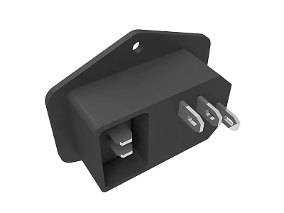 Black Electronic Power Socket Connector With Plastic Housing And Metal Pins 3d model
