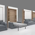 Modern Grey Sofa Set With Storage Units And Ottoman For Living Room