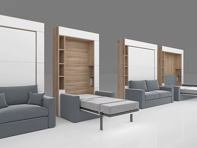 Modern Grey Sofa Set With Storage Units And Ottoman For Living Room 3d model