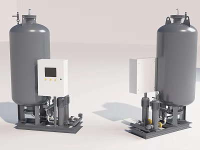 Two Industrial Equipment Units With Large Tanks And Control Boxes 3d model
