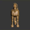 Polished Golden Horse Statue With Shiny Metallic Finish And Reflective Base