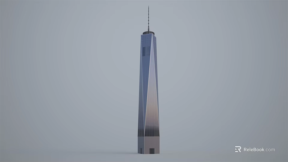 Tall Modern Skyscraper With Glass Facade And Spire Architectural Design 3d model 