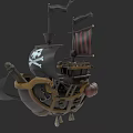 Pirate Themed Sailing Ship Model With Jolly Roger Flag Wooden Structure And Cannon Details