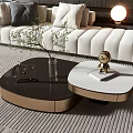 Stylish Coffee Table in Modern Living Room with White Sofa Spherical Lamp and Green Plant
