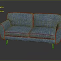 Stylish Blue Fabric Two Seater Sofa with Modern Design and Wooden Legs