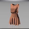 Elegant Stylish Peach Sleeveless Dress With Round Neck And Layered Skirt