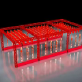 Festive Red Event Passage With Hanging Lanterns And Decorative Frame Structure 3d model