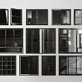 Various Casement Windows Designs with Black Frames Glass and Multiple Styles 3d model