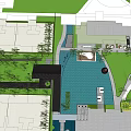 Tranquil Garden Landscape Design With Lush Trees Green Lawn And Modern Architecture