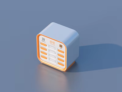 White And Orange Cube Shaped Multi Functional Socket With Buttons And 3d model