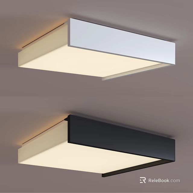 Modern Flush Mount Ceiling Light With White And Black Frame Sleek Design 3d model