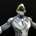 Futuristic Mechanical Armor Character With Silver Gray Robotic Design And Helmet
