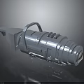 3D Rendered Blue Weapon With Metallic Texture And Mechanical Handle Structure