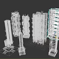 Futuristic Architecture Design Of Tall Buildings With Glass Facades And Neon Lighting Elements