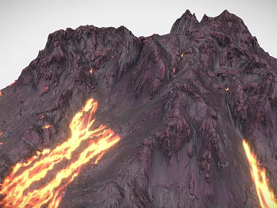 Stunning Volcanic Landscape With Glowing Lava And Steep Rocky Slopes 3d model