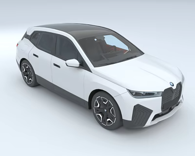 White Car with Black Roof Sleek Exterior Tinted Windows and Modern Design 3d model