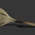 Traditional Woven Broom With Wooden Handle And Black Metal Dustpan For Cleaning