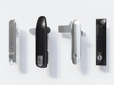 Modern Door Handles in Black Silver and Metallic Finishes with Sleek Design 3d model