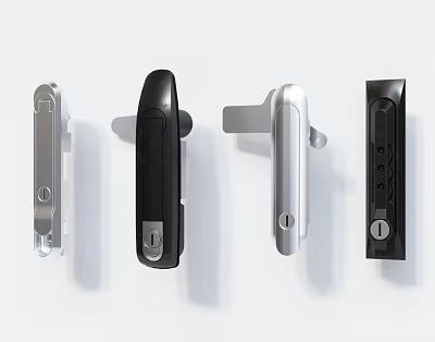 Modern Door Handles in Black Silver and Metallic Finishes with Sleek Design 3d model