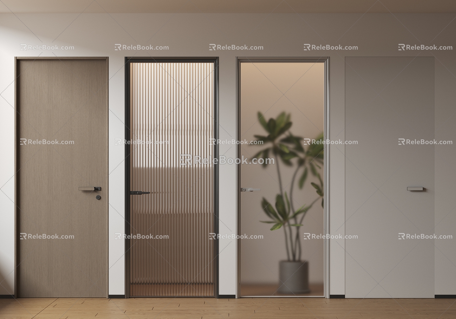 Modern Very Narrow Border Single Open Glass Door Changhong Glass Door Grey Oil Sand Glass Door Frosted Glass Door Toilet Door 3d model