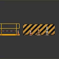 Road Construction Safety Scene With Yellow Guardrail Black Striped Barrier And Traffic Cones