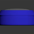 Blue Circular Container With Transparent Lid And Red White Yellow Logo On Metallic Base