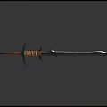 Handcrafted Medieval Sword With Red Wrapped Handle And Black Blade Design 3d model