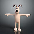 Cartoon Dog With Brown Ears Black Nose Beige Body Arms Outstretched On Dark Background