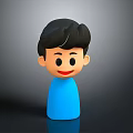 3D Cartoon Boy Character With Short Black Hair Blue Outfit And Smiling Expression